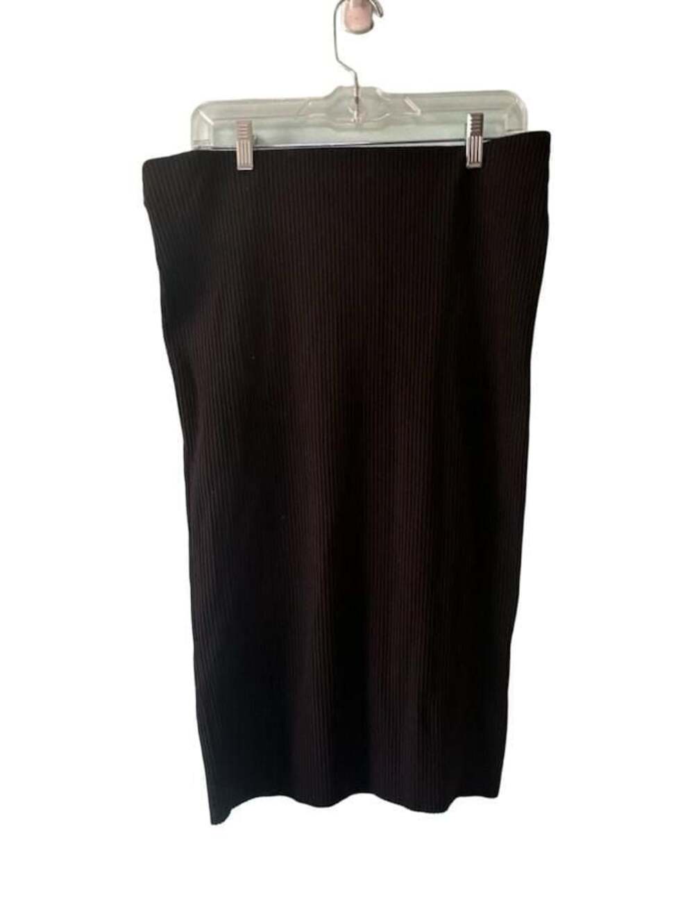 H&M Women's Black Rib-Knit Midi Pencil Skirt Size XL